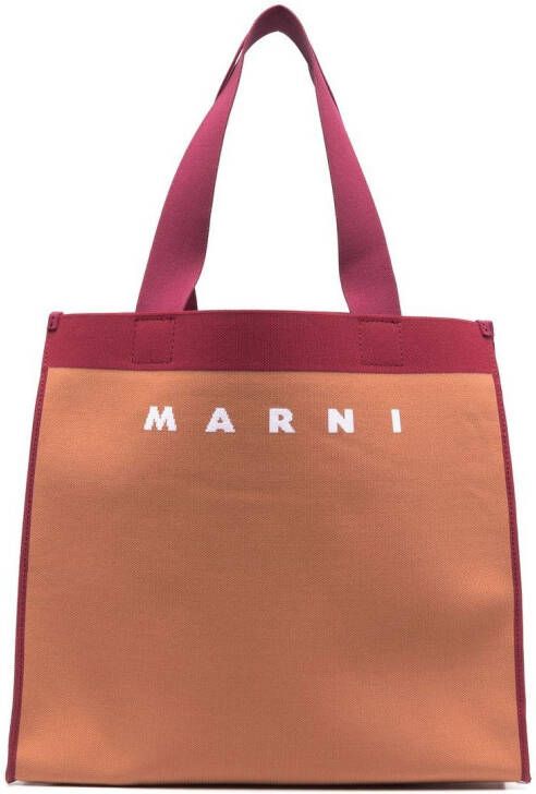 Marni Shopper met logoprint Oranje