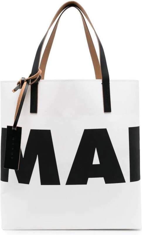 Marni Shopper met logoprint Wit