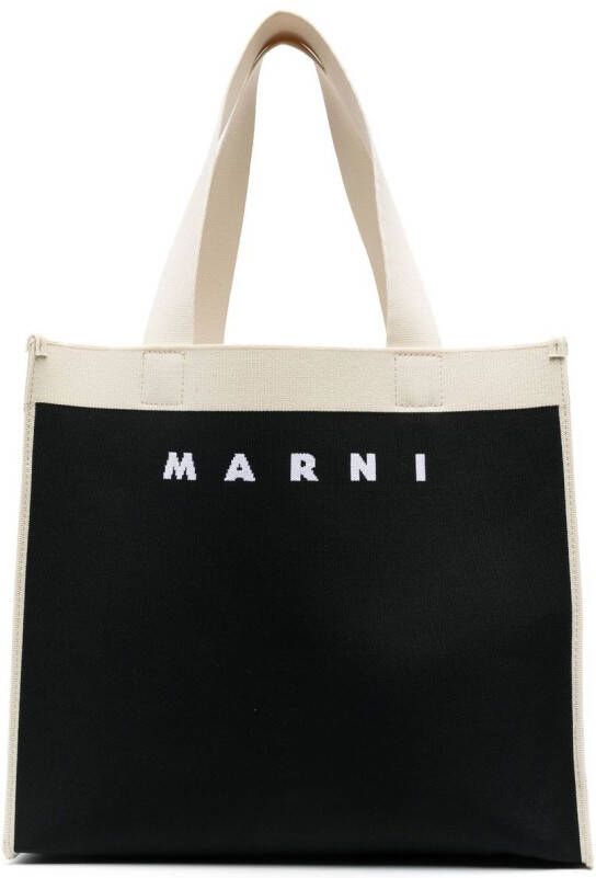 Marni Shopper met logoprint Zwart