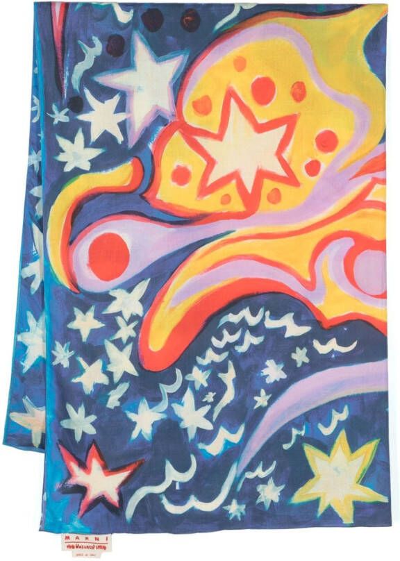 Marni Sjaal met grafische print Blauw