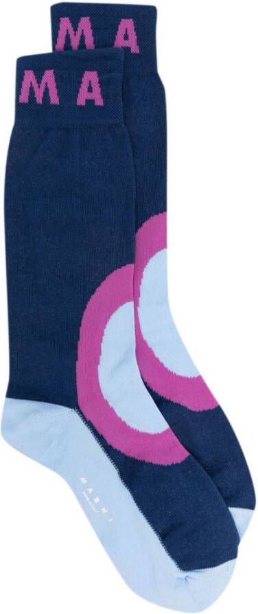 Marni Sokken met geborduurd logo Blauw