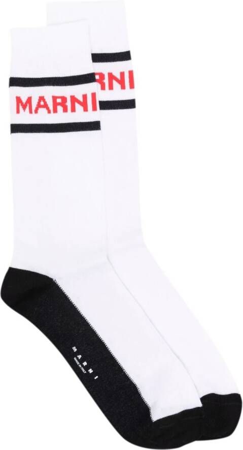Marni Gestreepte sokken met logo jacquard Wit