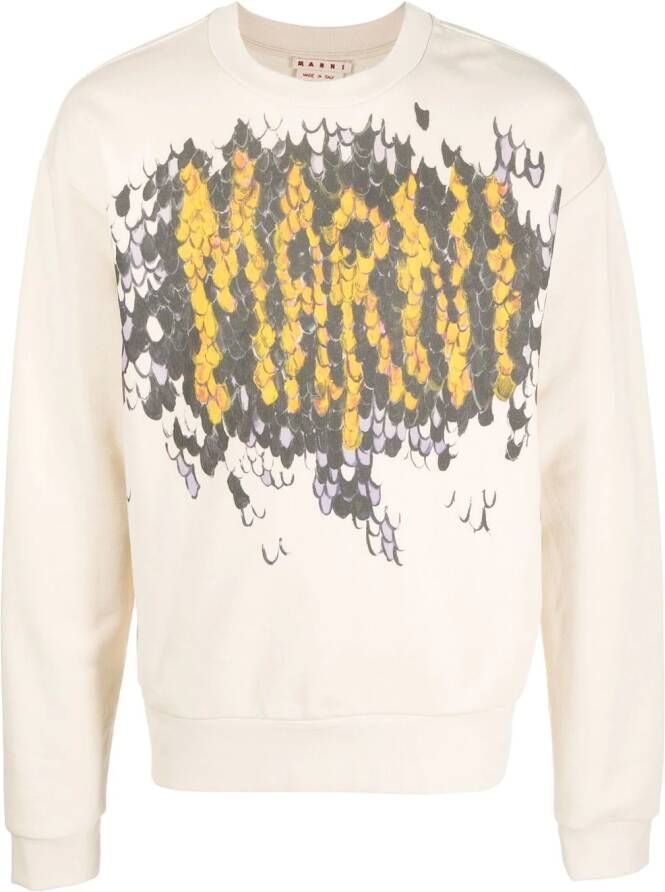 Marni Sweater met logoprint Beige