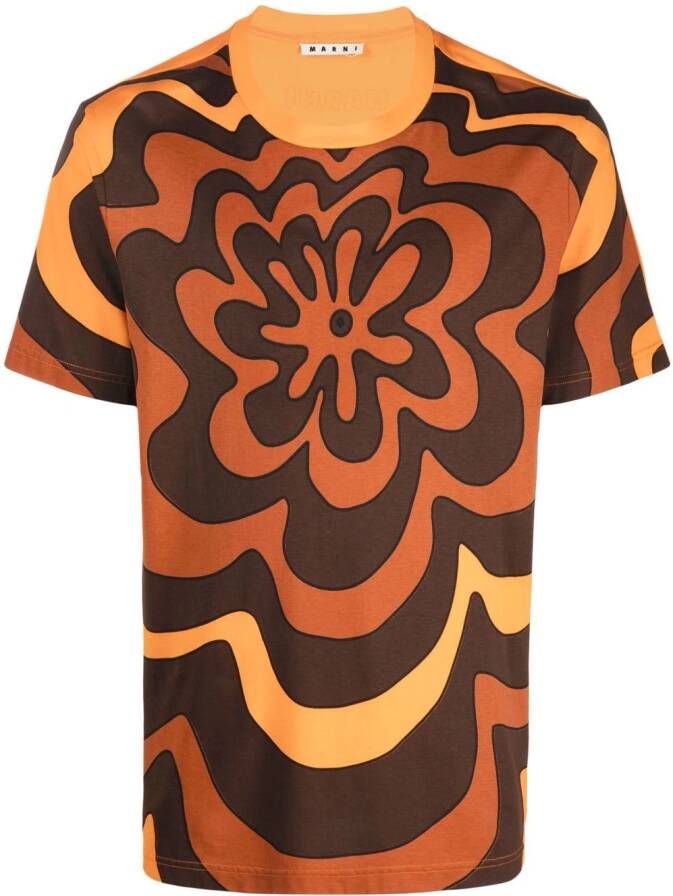 Marni T-shirt met bloemenprint Oranje