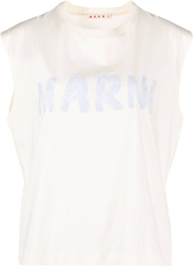 Marni T-shirt met logoprint Beige