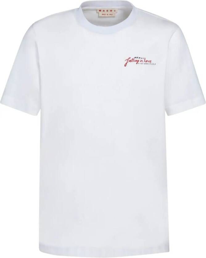 Marni Katoenen T-shirt met print Wit