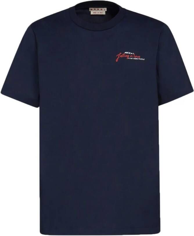 Marni Katoenen T-shirt met print Blauw