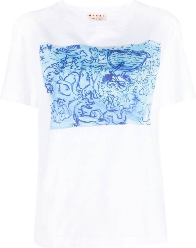 Marni T-shirt met print Wit