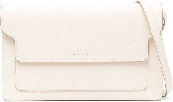 Marni Trunk leren crossbodytas Beige