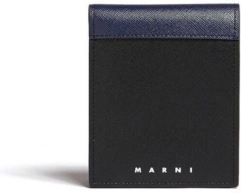 Marni Leren portemonnee met logoprint Blauw