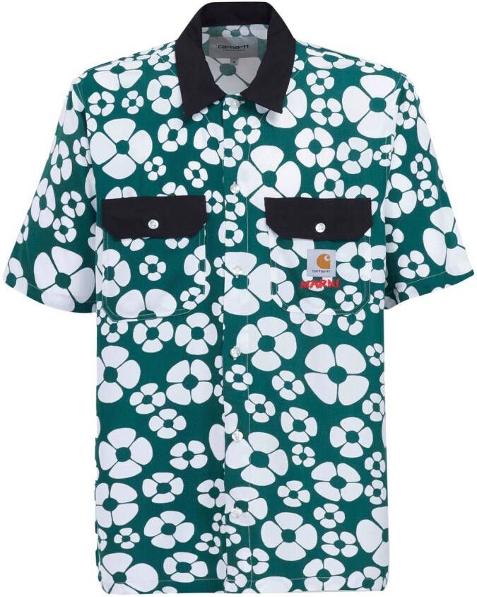 Marni x Carhartt shirtjack met bloemenprint Groen