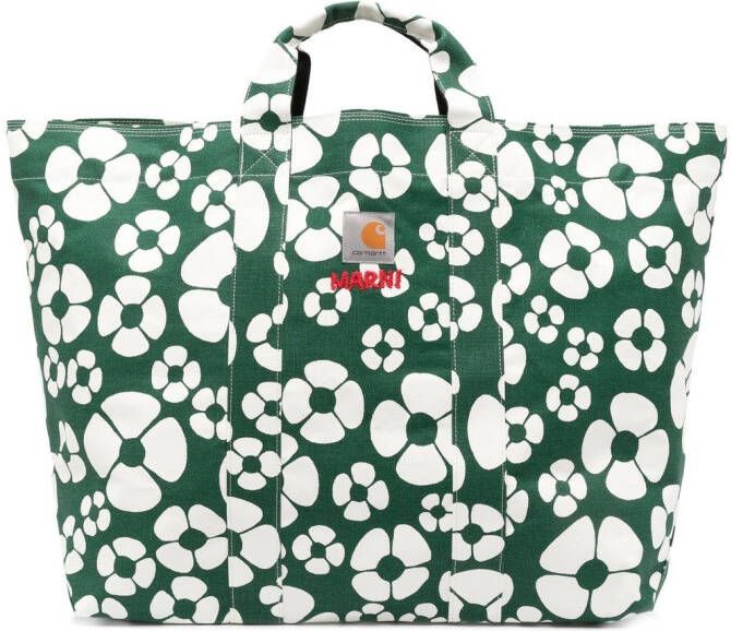 Marni x Carhartt shopper met bloemenprint Groen