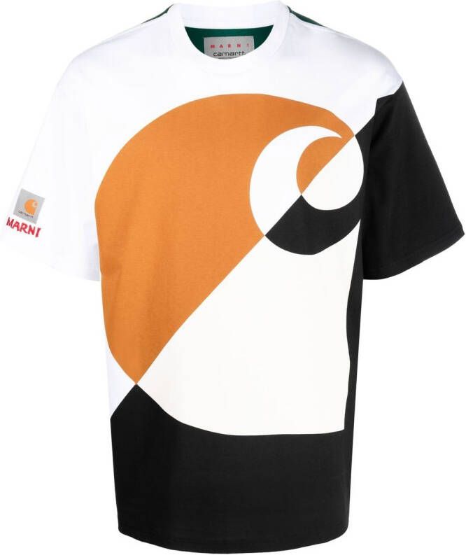 Marni x Carhartt T-shirt met colourblocking Wit