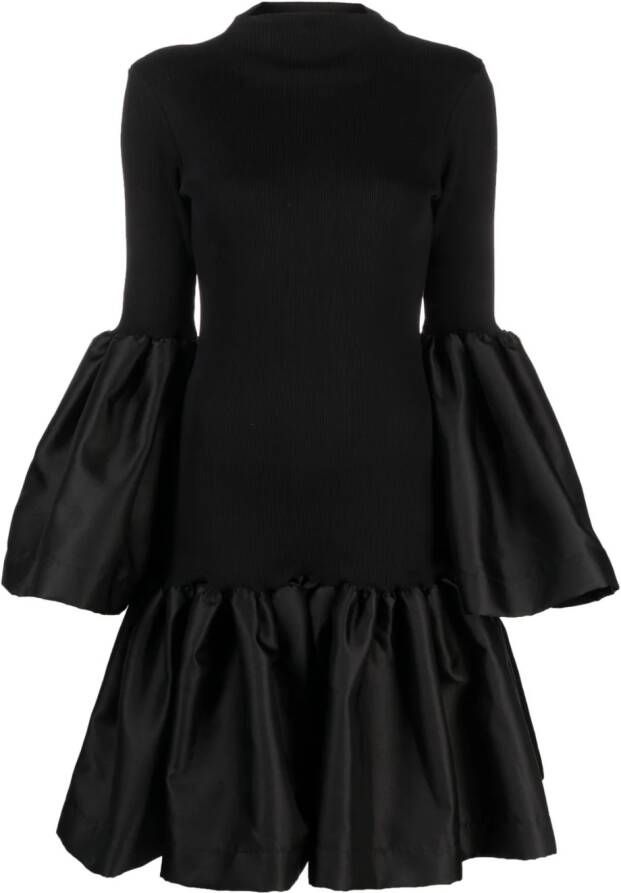 Marques'Almeida Ribgebreide midi-jurk met peplum afwerking Zwart