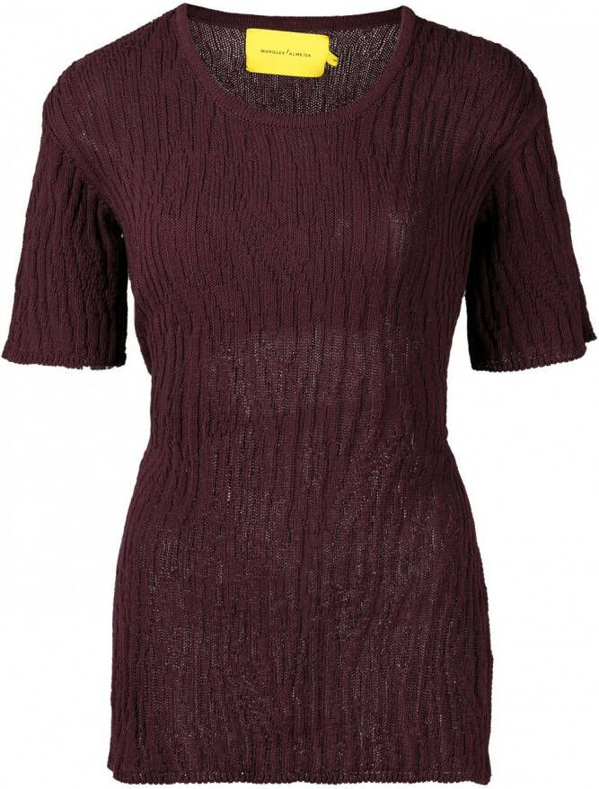 Marques'Almeida T-shirt met open rug Bruin
