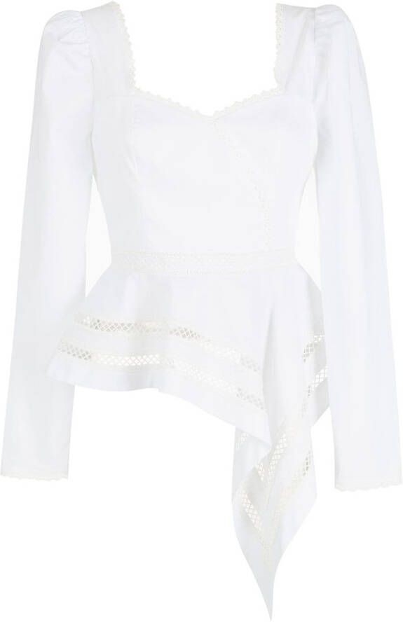 Martha Medeiros Eva Tricoline asymmetrische blouse Wit