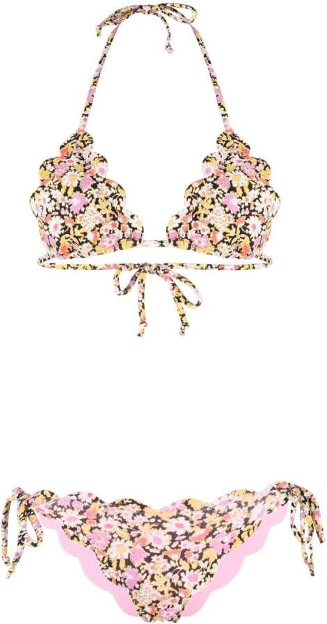 Marysia Bikini met bloemenprint Zwart