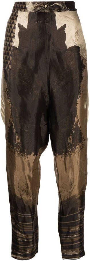Masnada Broek met grafische print Bruin