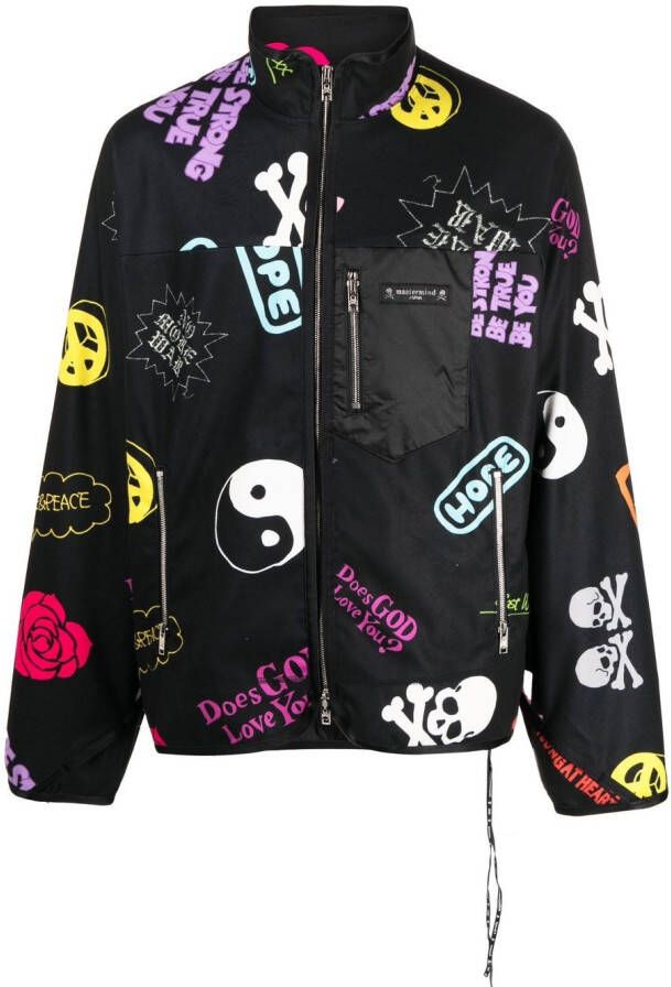 Mastermind Japan Bomberjack met grafische print Zwart