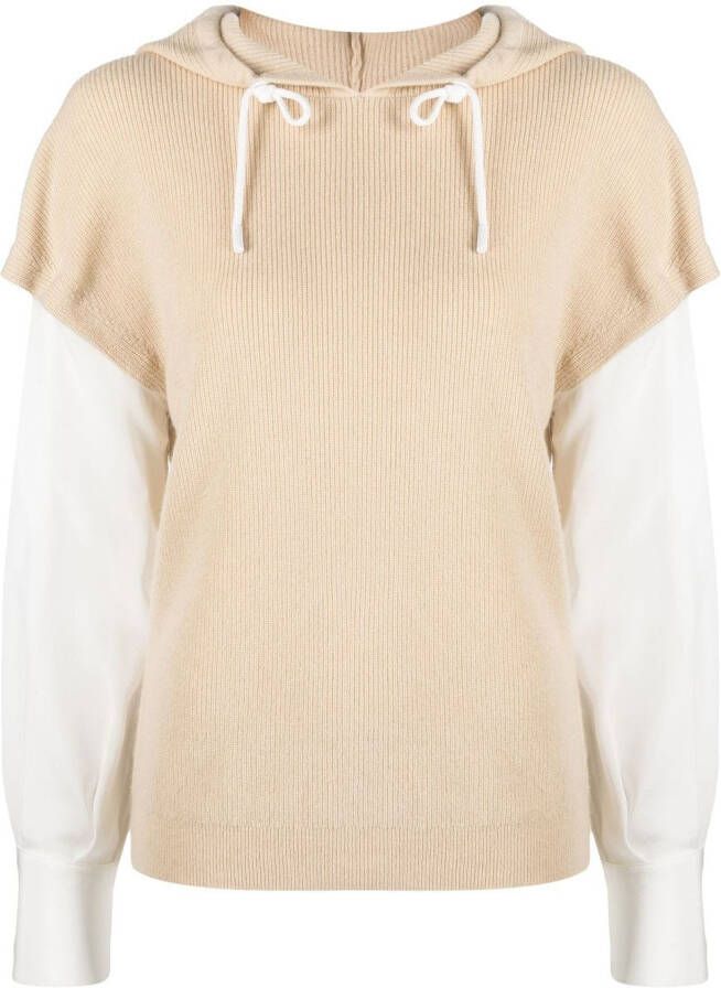 Max & Moi Tweekleurige hoodie Beige