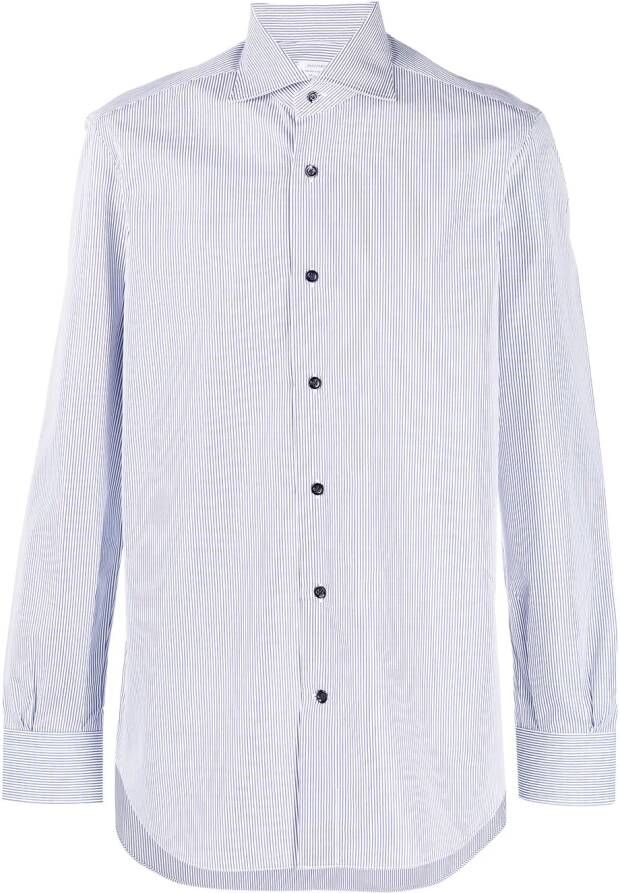 Mazzarelli Gestreept overhemd Blauw