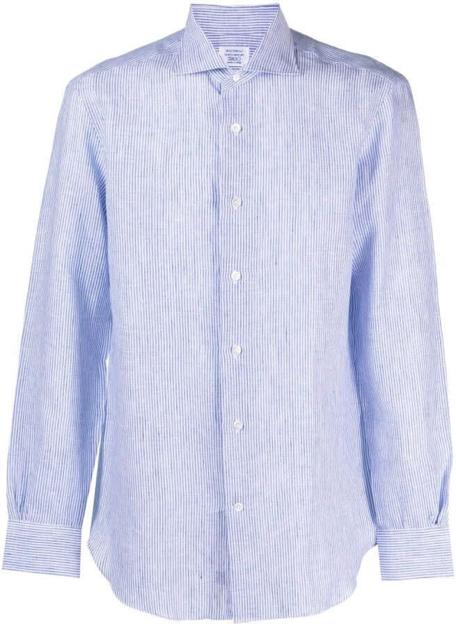 Mazzarelli Gestreept overhemd Blauw