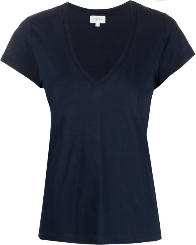 Mazzarelli T-shirt met V-hals Blauw
