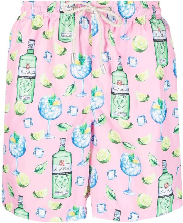 MC2 Saint Barth Zwembroek met cocktail patroon Roze
