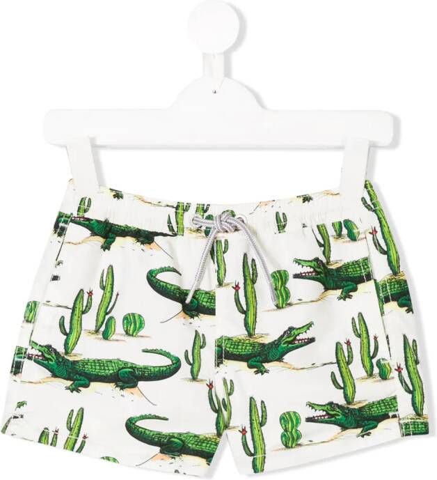 MC2 Saint Barth Kids alligator cactus print swim shorts Wit