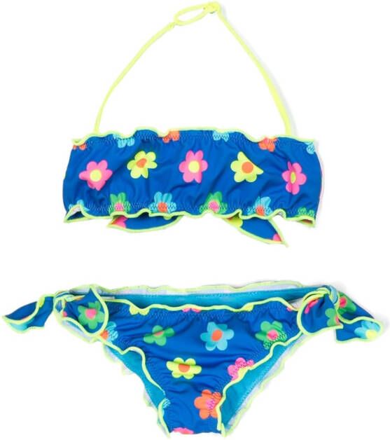 MC2 Saint Barth Kids Bikini met bloe print Blauw