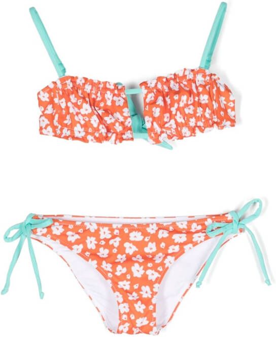 MC2 Saint Barth Kids Bikini met bloe print Oranje