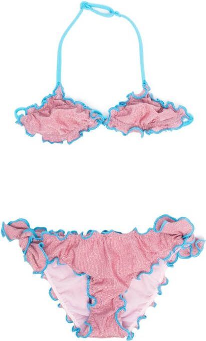 MC2 Saint Barth Kids Bikini met contrasterende afwerking Roze