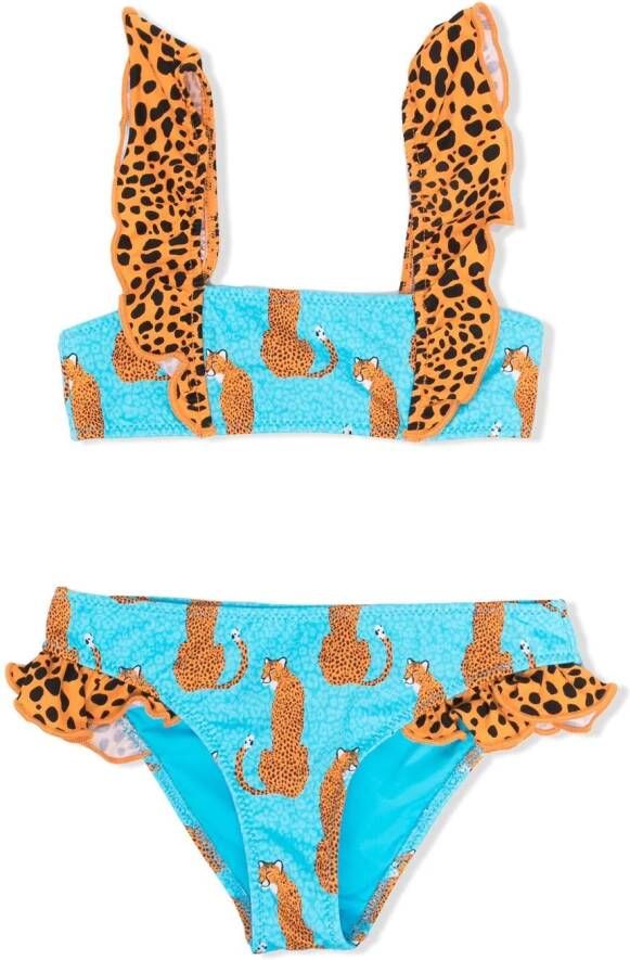 MC2 Saint Barth Kids Bikini met luipaardprint Blauw