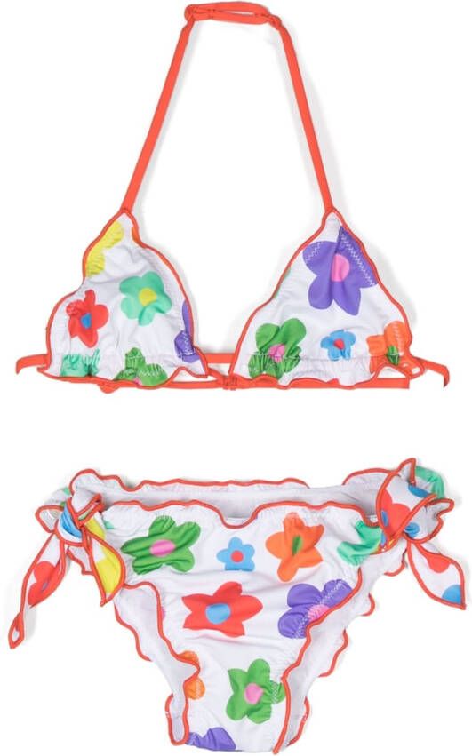 MC2 Saint Barth Kids Bikini met bloe print Wit
