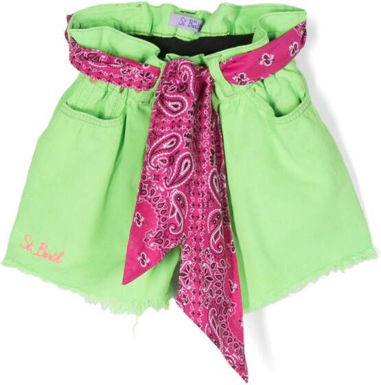 MC2 Saint Barth Kids Shorts met geborduurd logo Groen