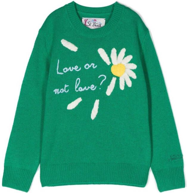 MC2 Saint Barth Kids Trui met borduurwerk Groen