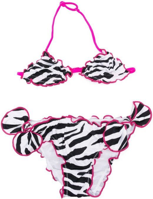 MC2 Saint Barth Kids Bikini met ruches Zwart