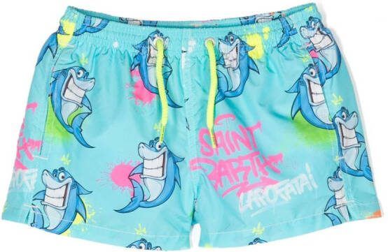 MC2 Saint Barth Kids Shorts met print Blauw