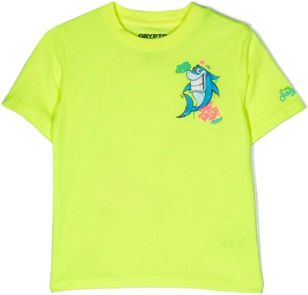 MC2 Saint Barth Kids T-shirt met haaiprint Geel