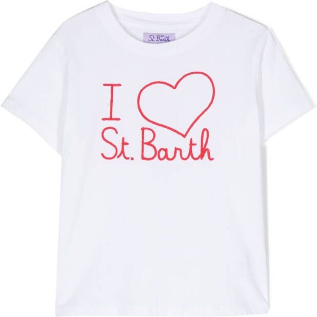 MC2 Saint Barth Kids T-shirt met geborduurd logo Wit