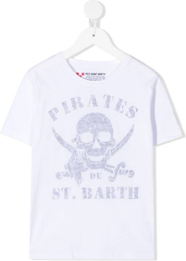 MC2 Saint Barth Kids T-shirt met logoprint Wit