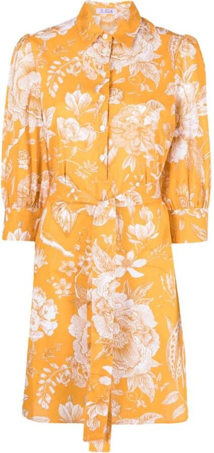 MC2 Saint Barth Midi-jurk met bloemenprint Oranje