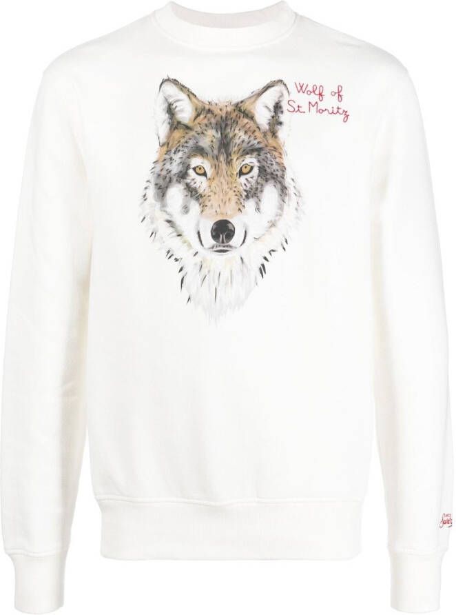 MC2 Saint Barth Sweater met wolfprint Wit
