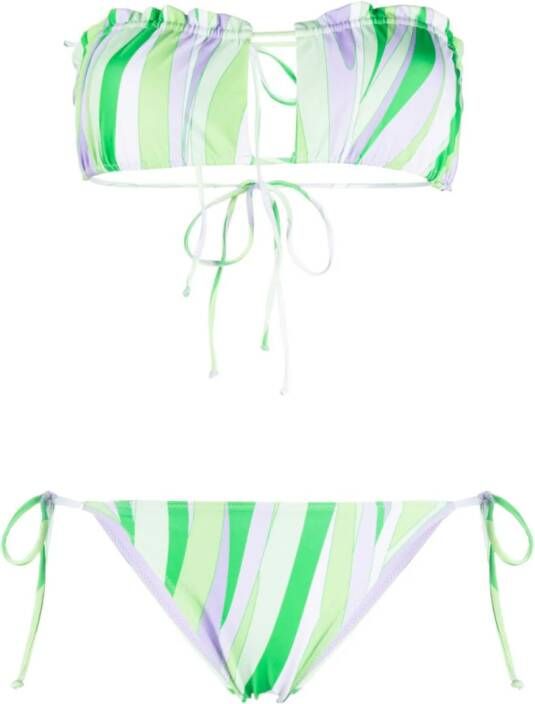 MC2 Saint Barth wave-print strapless bikini set Groen