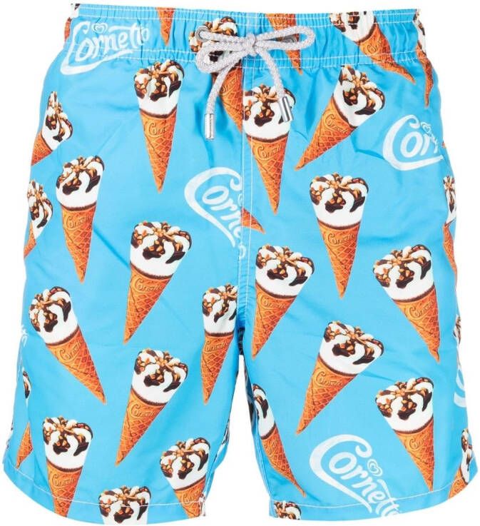 MC2 Saint Barth Zwembroek met grafische print Blauw