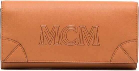 MCM Aren portemonnee met logo-reliëf Bruin