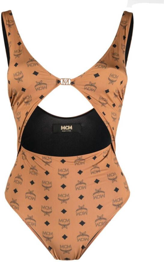 MCM Badpak met monogramprint Bruin