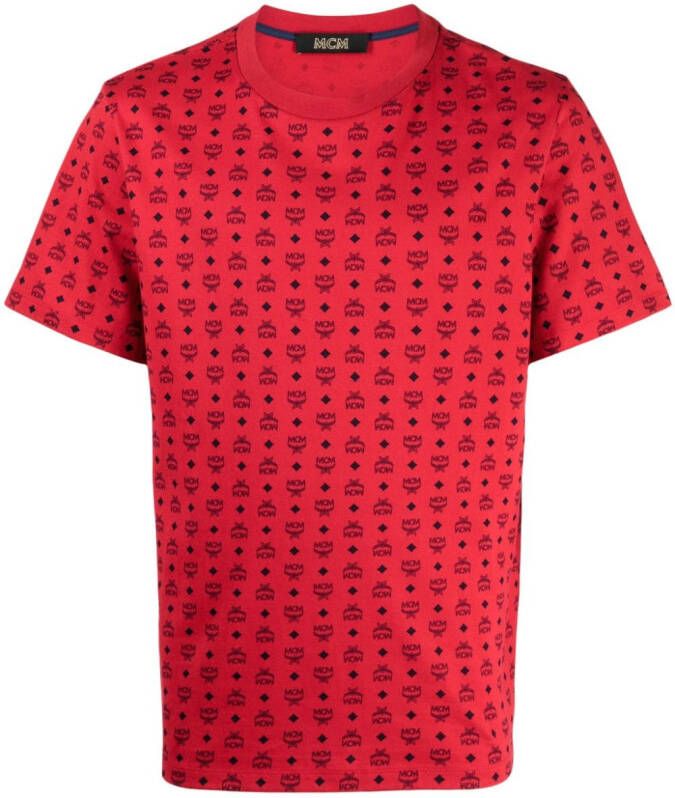 MCM T-shirt met geborduurd logo Rood