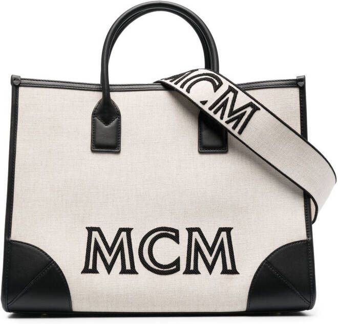 MCM München canvas shopper Beige
