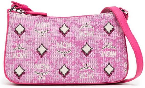 MCM Schoudertas met logo Roze